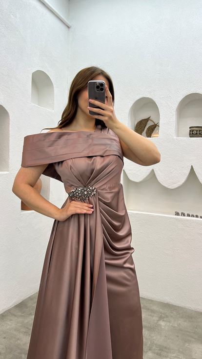 raso rosa essiccato una spalla plus size abito da sera