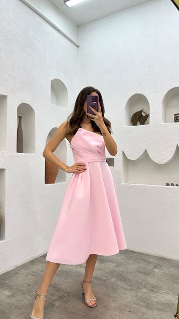 Abito Da Sera Drapeli Senza Spalline İn Polvere