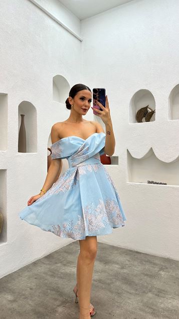 Bebe Blue Strapless Mini Dress