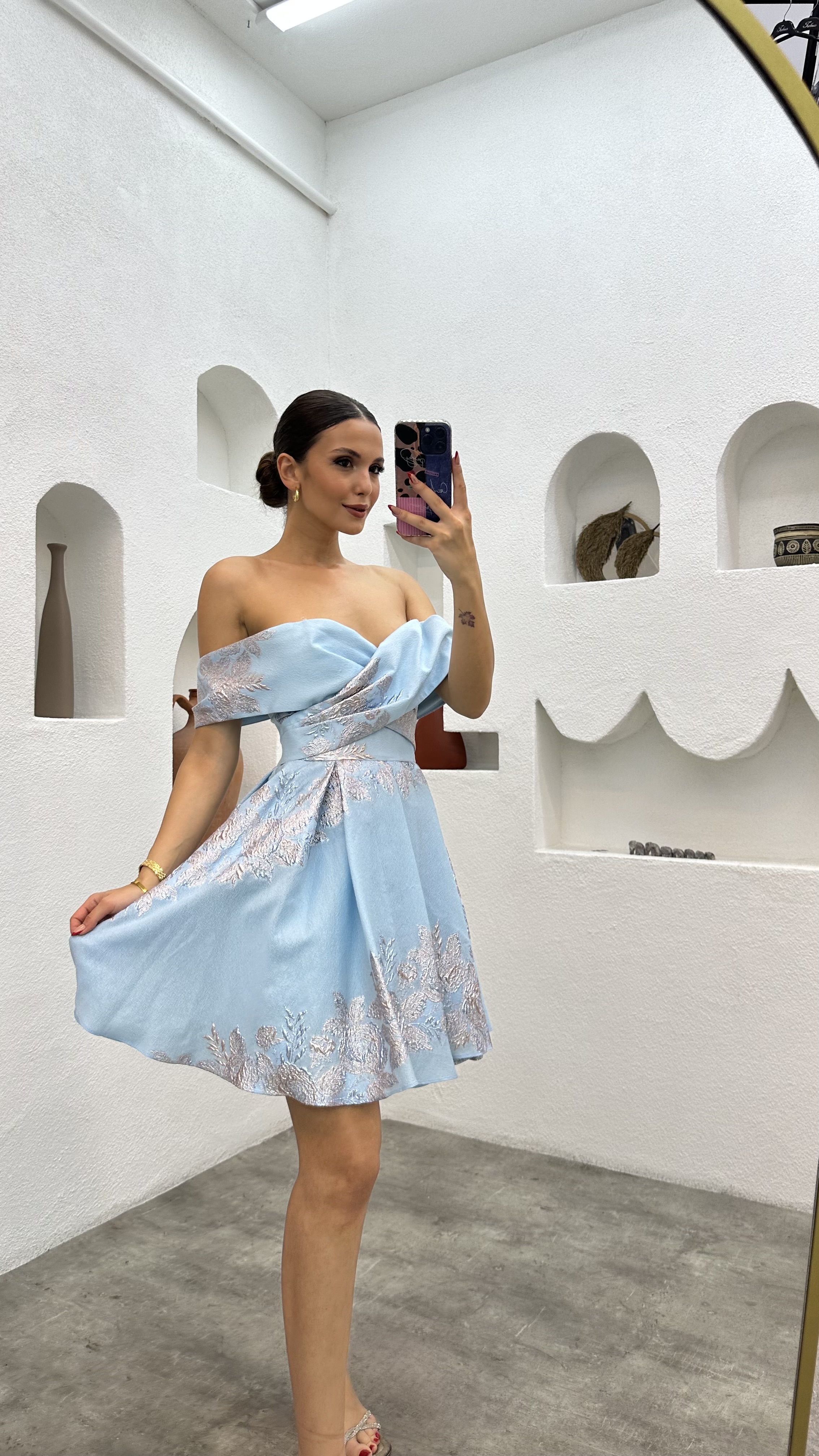 Bebe Blue Strapless Mini Dress
