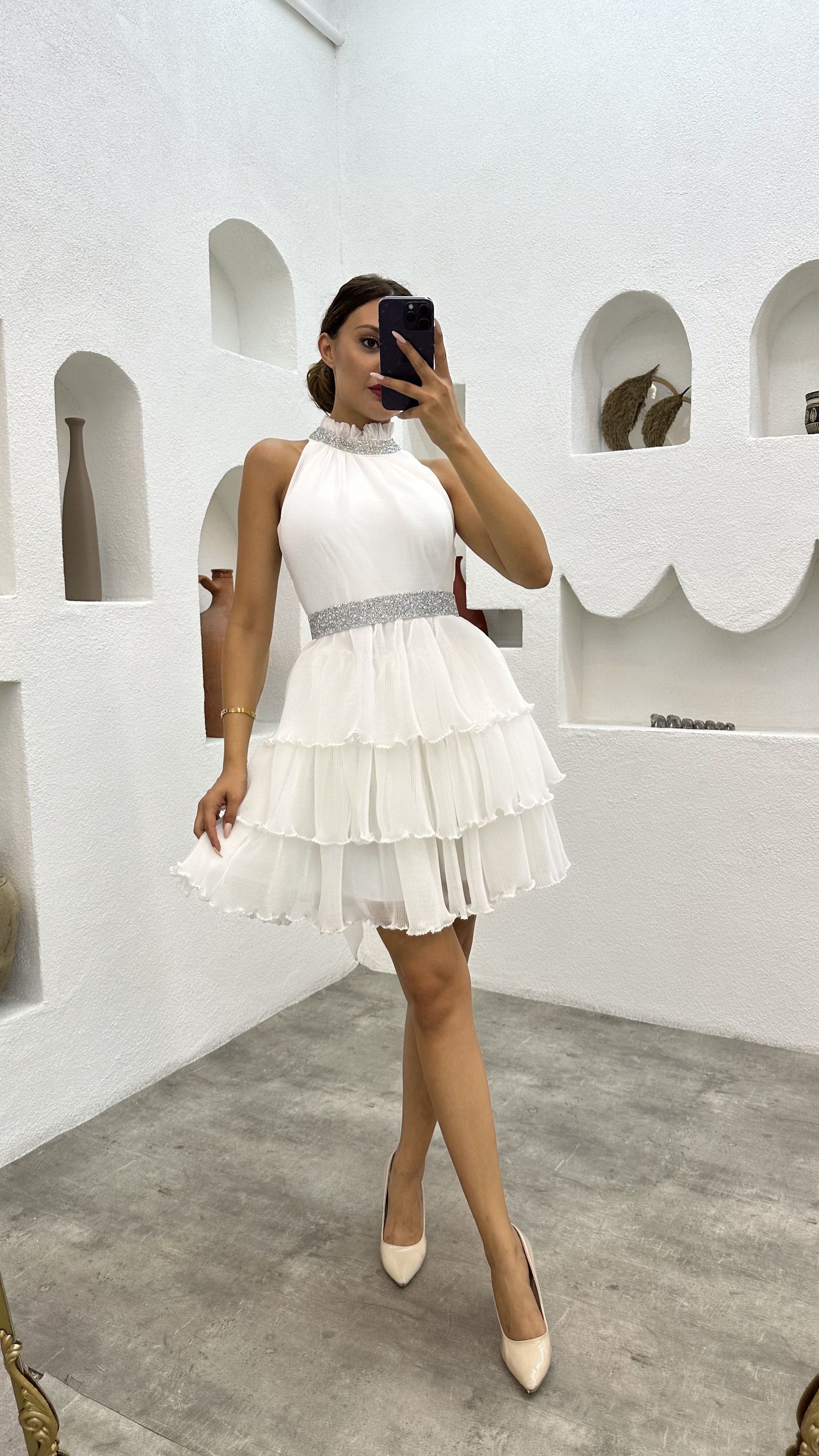 Belted cocktail dress top