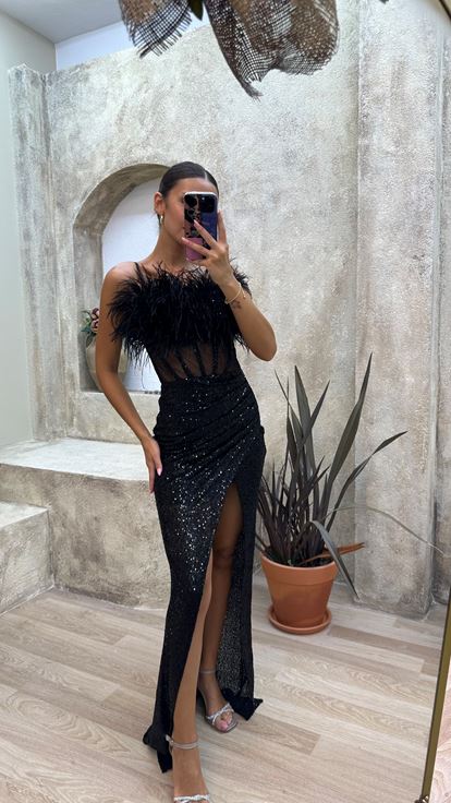 Testa nera Furry Trasparente DETTAGLIO Abito da sera Payet