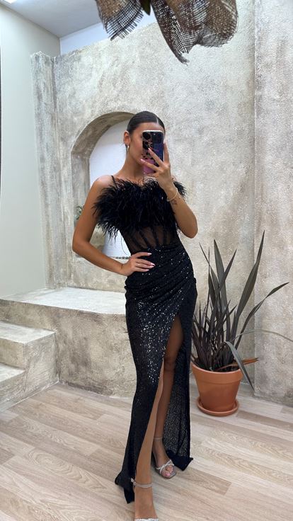 Testa nera Furry Trasparente DETTAGLIO Abito da sera Payet