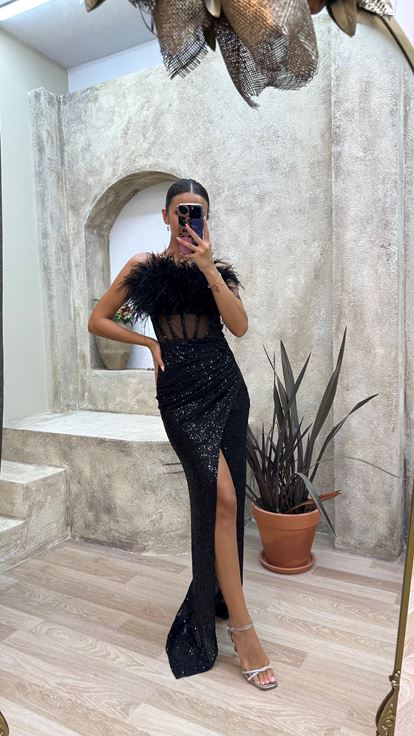 Testa nera Furry Trasparente DETTAGLIO Abito da sera Payet