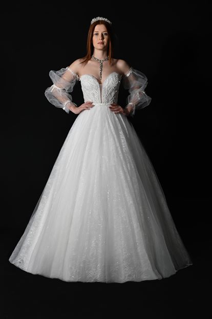 Göğüs Dekolteli Derin V Yaka Helen Gelinlik