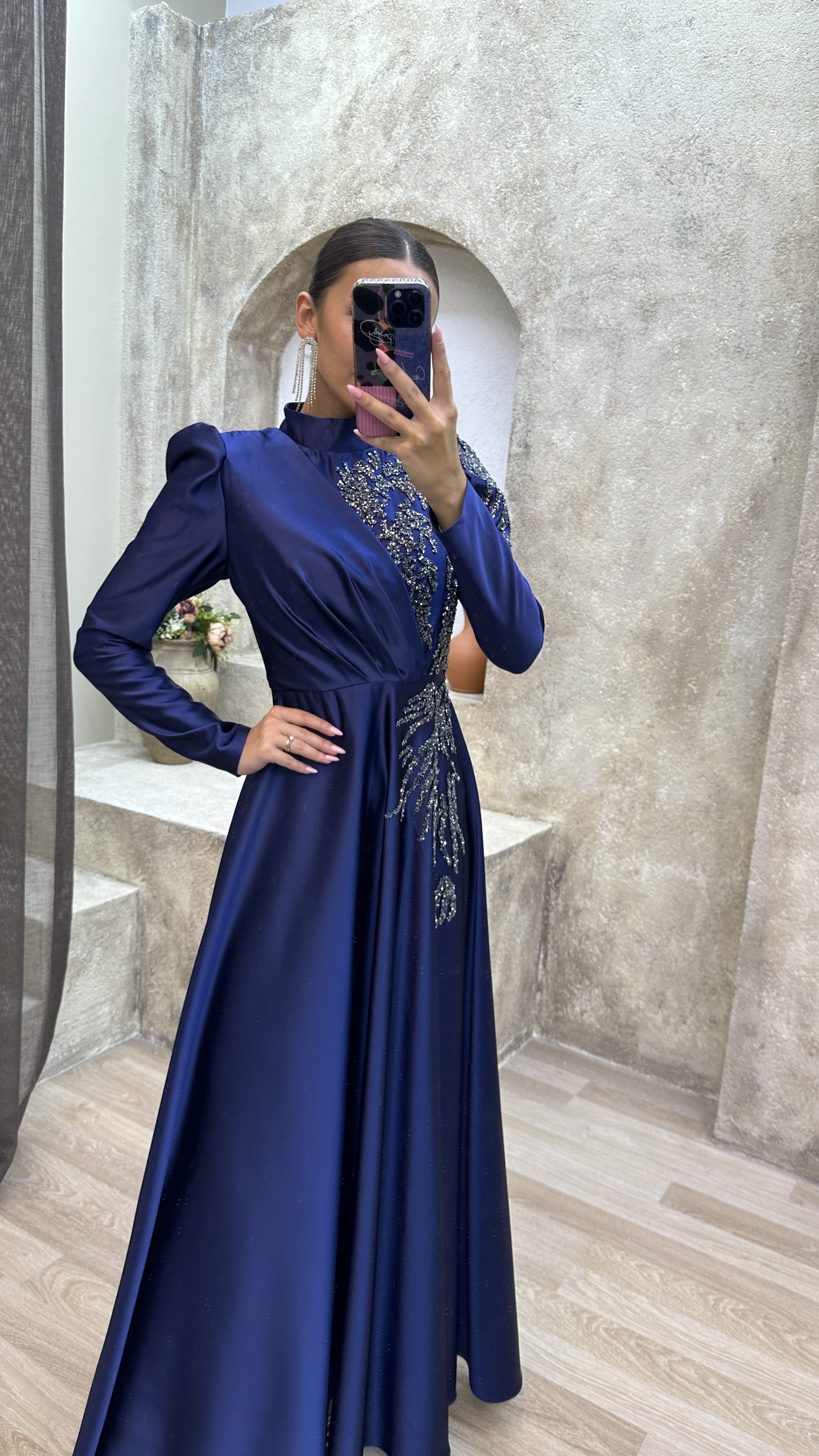 hijab with navy blue dress Navy Blue Hijab Dress 4325L