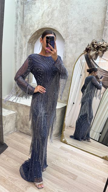 Black Custom Embroidery Detail Design Dress