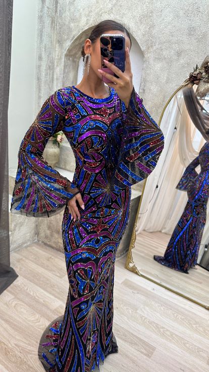 Saks Custom Embroidery Detail Design Dress