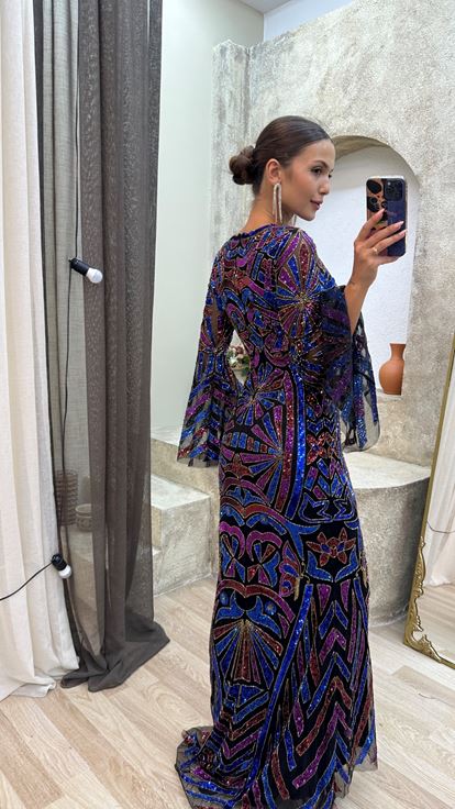 Saks Custom Embroidery Detail Design Dress