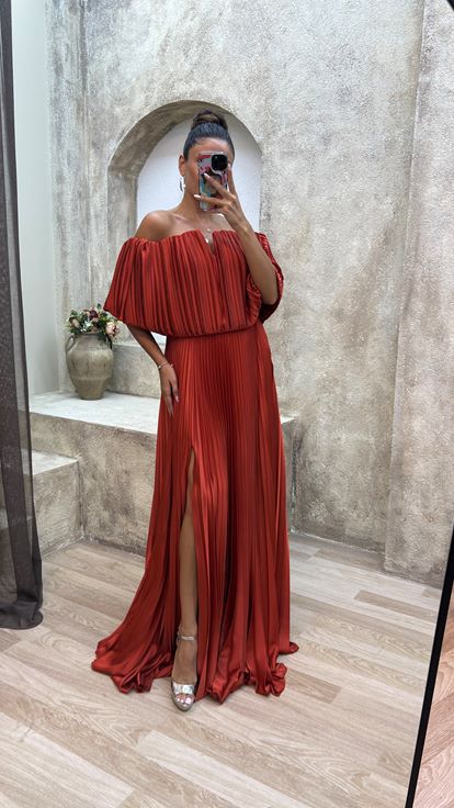 Tile Strapless Pleated Chiffon Evening Dress