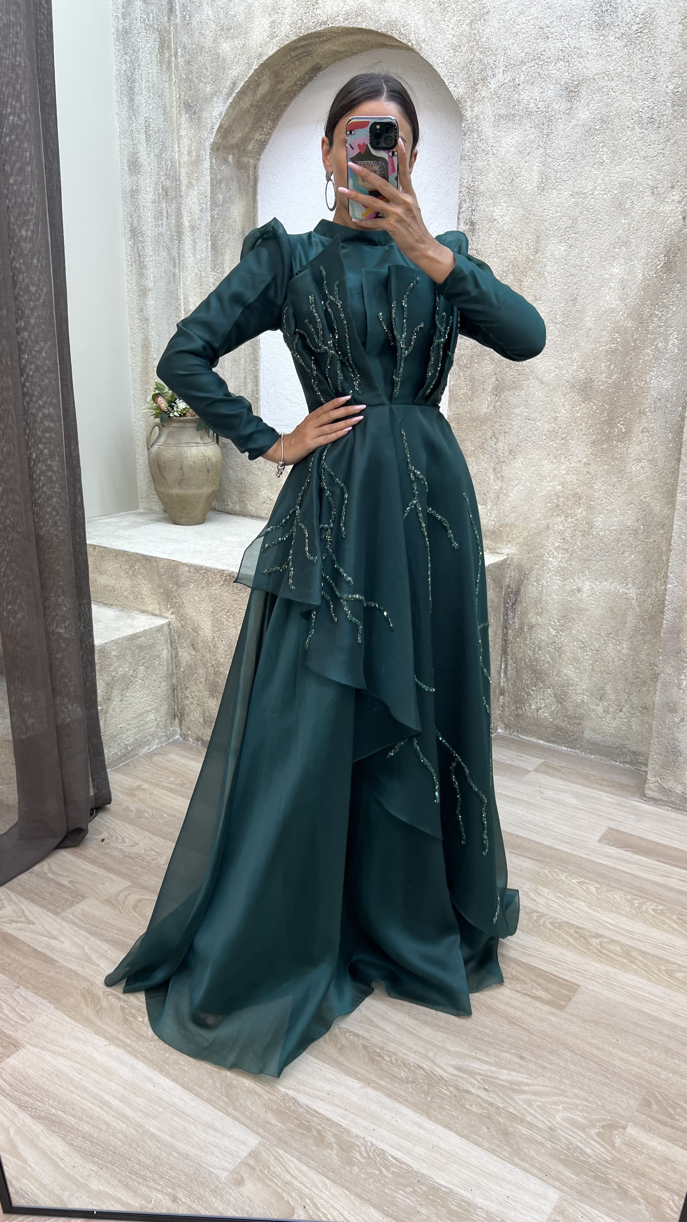 emerald green dress hijab Luxury Emerald Green Muslim Bridal Dress 42081ZY
