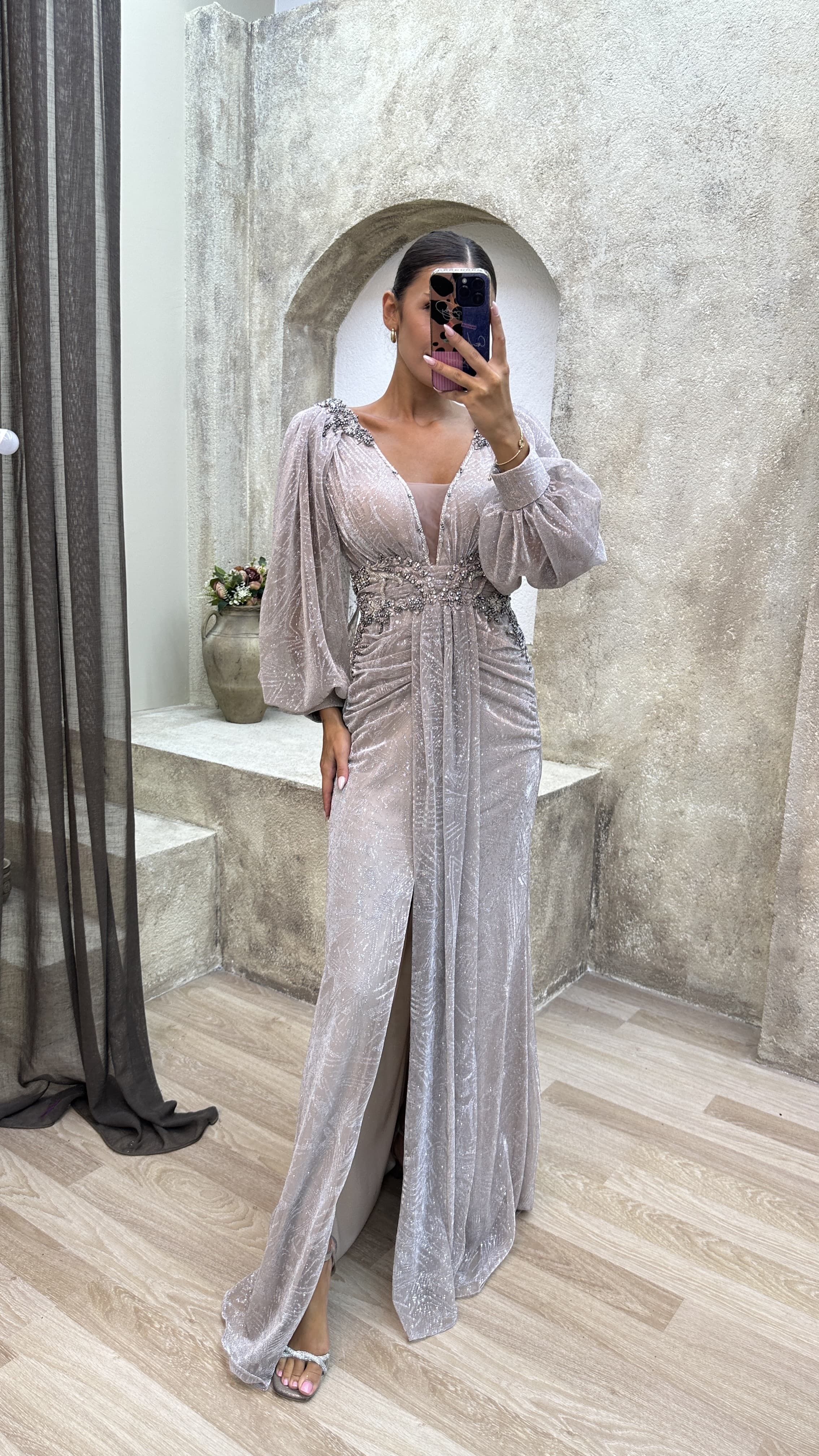 dress chest design Solid color mesh stitching chest design long-sleeved slim-fit dress silkmaison