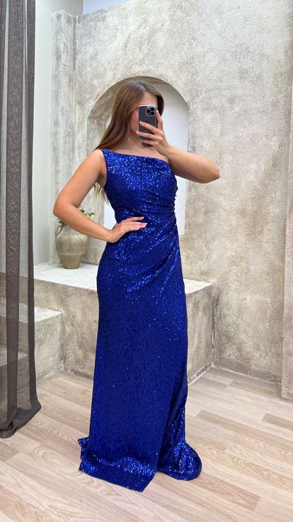 Saks Strapless Détail Drapé Plus Taille Sequin Robe de soirée