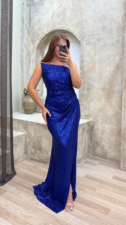 Saks Strapless Détail Drapé Plus Taille Sequin Robe de soirée