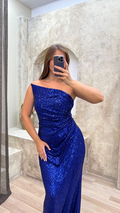 Saks Strapless Détail Drapé Plus Taille Sequin Robe de soirée