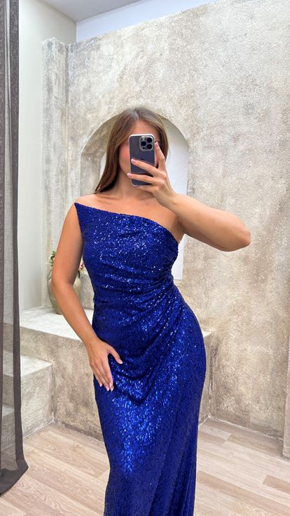 Saks Strapless Détail Drapé Plus Taille Sequin Robe de soirée