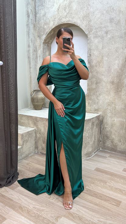 Emerald Rope Strap Sleeve Detail Abito da sera