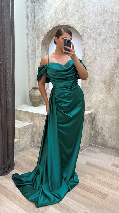 Emerald Rope Strap Sleeve Detail Abito da sera