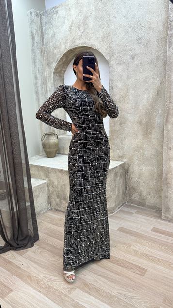 Black Special Embroidery Detail Design Evening Dress