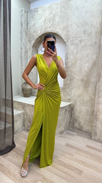 Yellow Yellow Back Detail Drapeli Design Dress