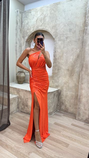 Orange Orange One Shirin Detail Payet Dress