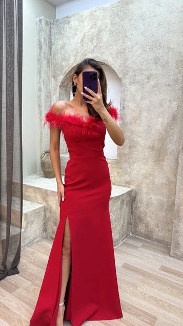 Detalles Del Cabello Rojo Diseño Vestido De Noche