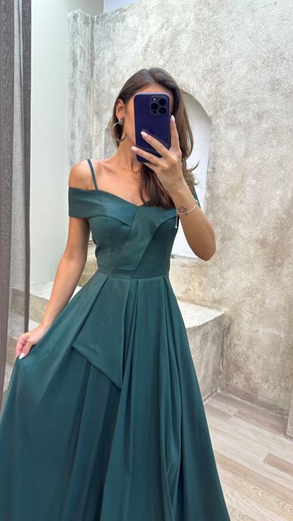 Smerald Green Rope Cint Offert Croat Collar Design Design Dress Abito Da Sera