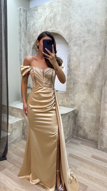 Beıge Dettaglıo Della Perchıtà Abito Da Sera Drapel Design Design