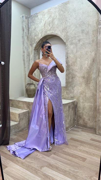 Lıla Lila shoulder detail embroidered special design evening dress dress