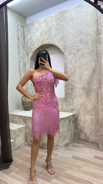 FUSYA SINGLE SHOULDENTED SPECIAL ENDERED DESIGN DRESS