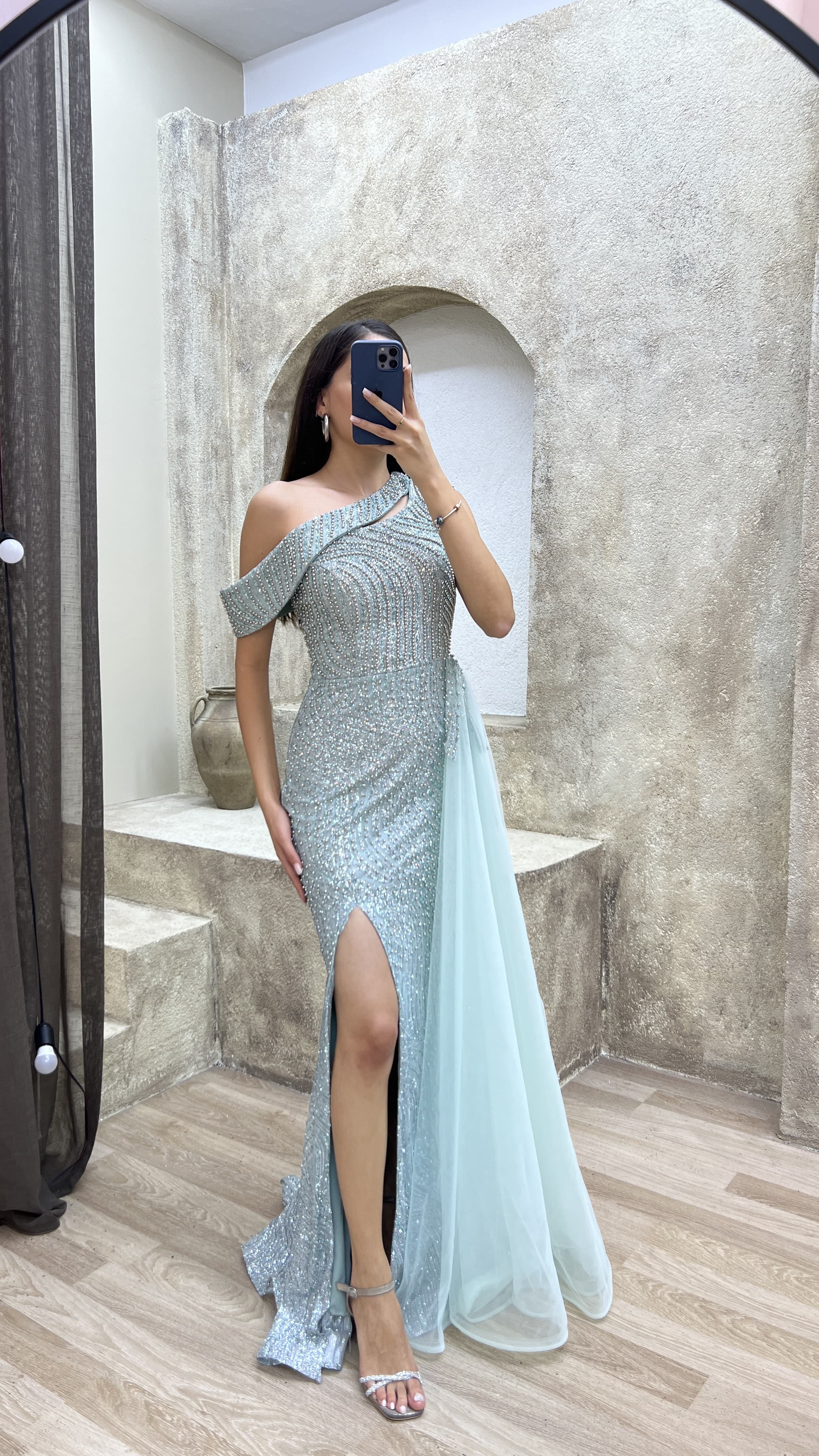 designer mint dress mint mermaid prom dress Designer Mint Green Two-piece Mermaid Satin Prom Dress with Bow
