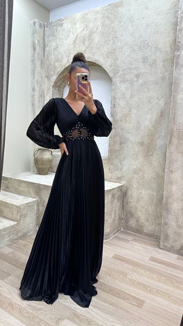 Black Transparent Detailed Evening Dress Black Transparent Detailed Evening Dress