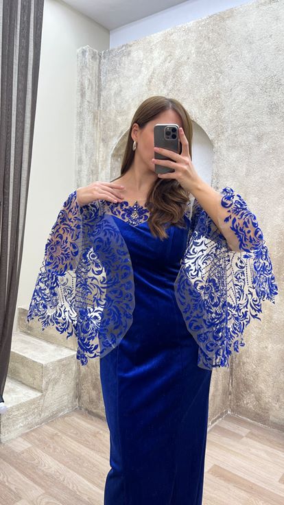 Saks Flog Détail Brodé Design Grande Taille Robe de Soirée Grande Taille