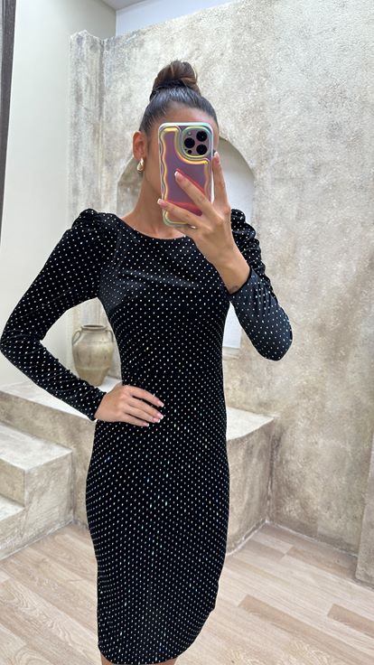 Black Embroidered Evening Dress