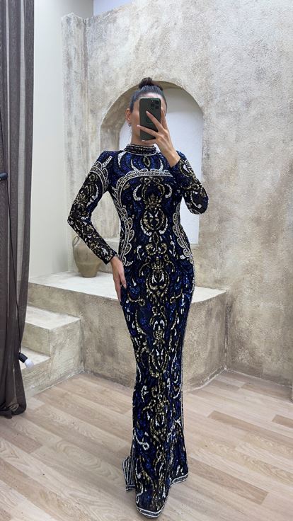 Saks Robe de soirée spéciale à motifs brodés