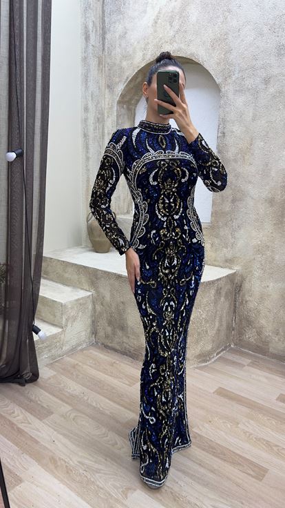 Saks Robe de soirée spéciale à motifs brodés