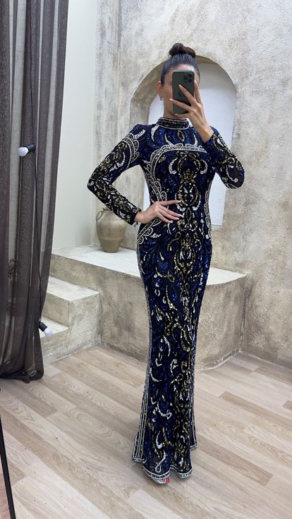 Saks Robe de soirée spéciale à motifs brodés