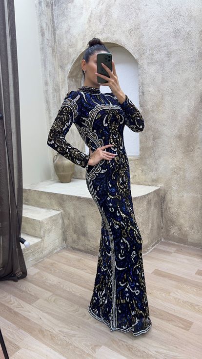 Saks Robe de soirée spéciale à motifs brodés