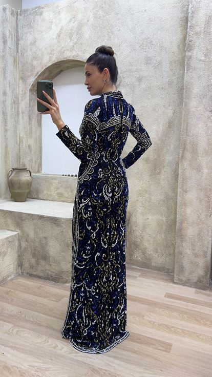 Saks Robe de soirée spéciale à motifs brodés