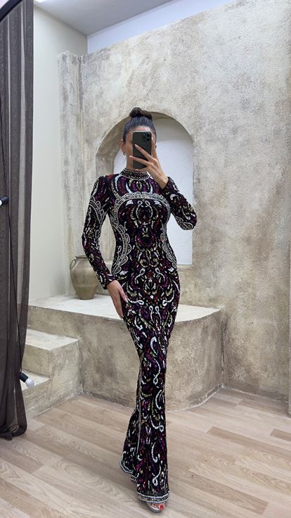 Fuchsia Spécial Brodé Design Robe De Soirée