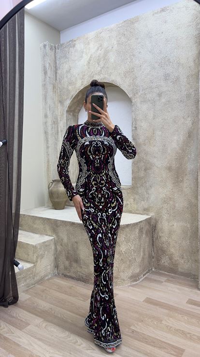 Fuchsia Spécial Brodé Design Robe De Soirée