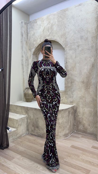 Fuchsia Spécial Brodé Design Robe De Soirée