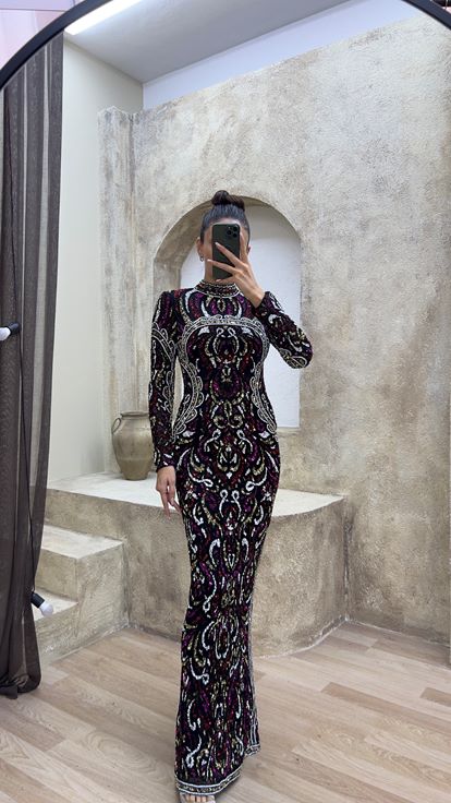 Fuchsia Spécial Brodé Design Robe De Soirée