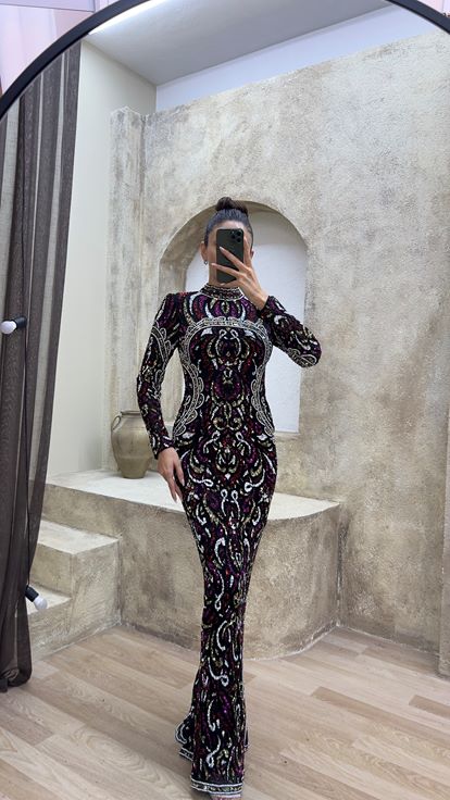 Fuchsia Spécial Brodé Design Robe De Soirée