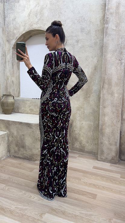 Fuchsia Spécial Brodé Design Robe De Soirée