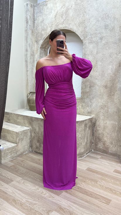 Pink Balloon Sleeve Polka Dot Detail Design Plus Size Dress