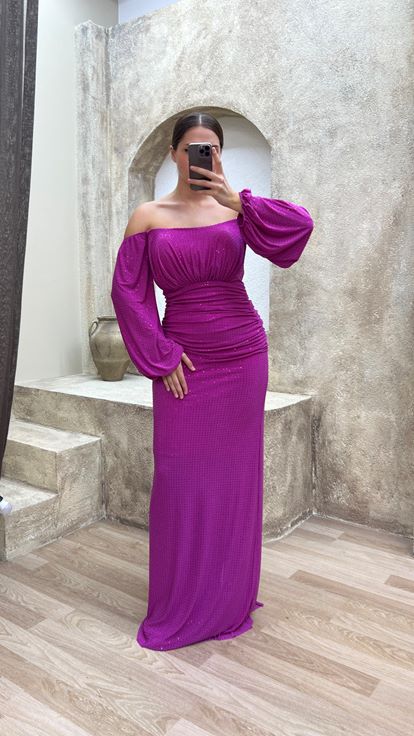 Pink Balloon Sleeve Polka Dot Detail Design Plus Size Dress