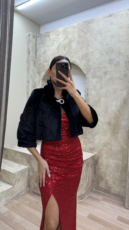 Siyah Bolero Tasarım Kürk