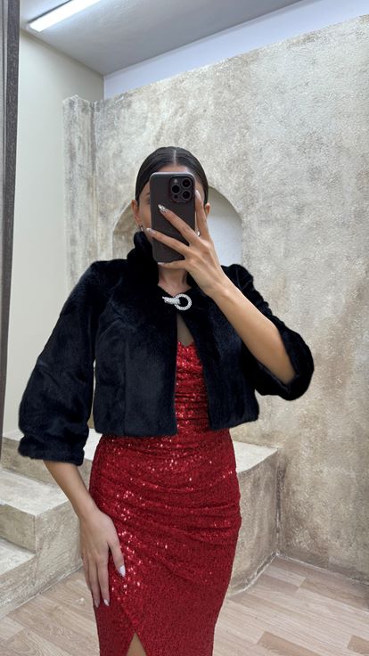 Siyah Bolero Tasarım Kürk