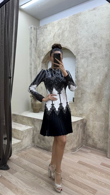 White Italian Sequin Sequin Special Design Dress